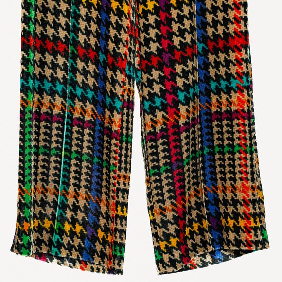 Etro Beige & Black Multicoloured Houndstooth Velvet Pants - Picture 5 of 9